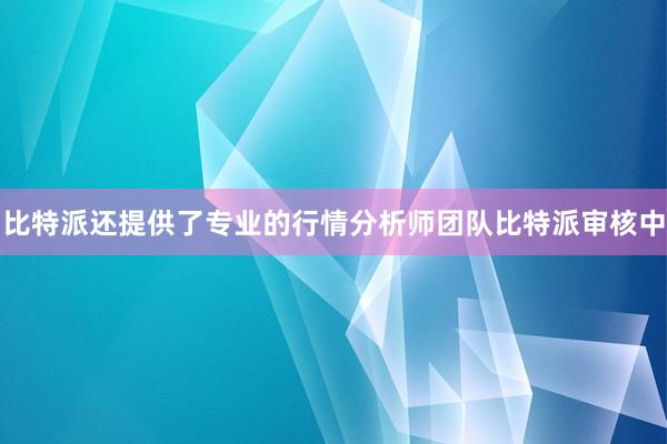 比特派还提供了专业的行情分析师团队比特派审核中