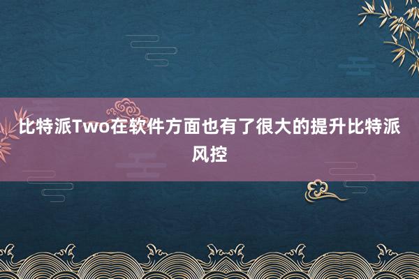 比特派Two在软件方面也有了很大的提升比特派风控