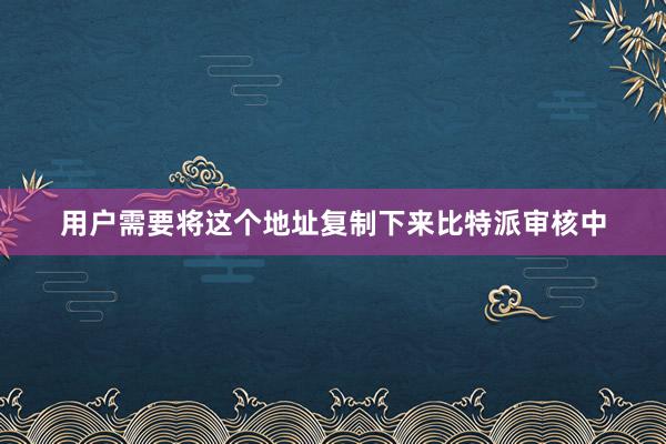 用户需要将这个地址复制下来比特派审核中