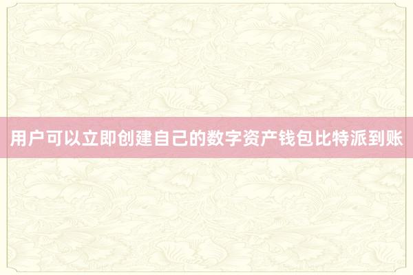 用户可以立即创建自己的数字资产钱包比特派到账