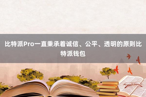 比特派Pro一直秉承着诚信、公平、透明的原则比特派钱包