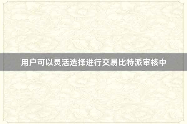 用户可以灵活选择进行交易比特派审核中