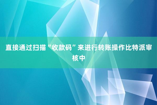 直接通过扫描“收款码”来进行转账操作比特派审核中