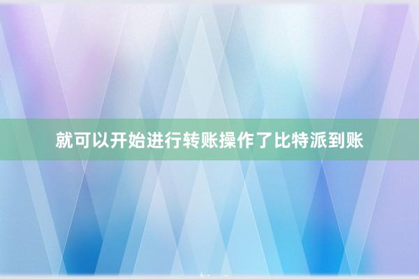 就可以开始进行转账操作了比特派到账