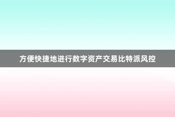 方便快捷地进行数字资产交易比特派风控